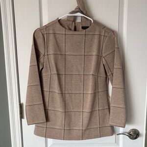 Ann Taylor Factory Brown Grid Blouse